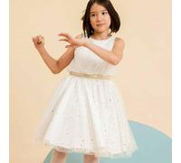 Robe De Soirée En Tulle & Paillettes Hepburn Blanche Or 14/16A