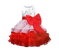 Robe de Soirée Enfant Brodé Robe Soiree Princesse Bowknot sans Manches Col en Rond Robes Enfant Filles été Princesse pour Anniversaire Formel fête Mariage Baptême Demoiselle d'honneur Communion