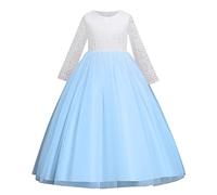 Robe de Soirée Enfant Manches Longues - Robes de Princesse en Tulle - Robe Petite Fille Anniversaire Mariage - Robes Princesse Filles pour La Fête Anniversaire Mariage - Dress de Fête pour 3-12 Ans