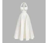 Robe de soirée femme à encolure ras-du-cou, froncée avec nœud papillon. Tenue de fête, de Nouvel An, de bal masqué, d'anniversaire pour femme. Robe sexy avec nœud papillon, robe de princesse pour le N