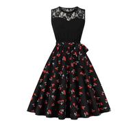 Robe de Soiree Femme Annee 50 Robe Ete Années 50 Vintage Soirée Années 40 50 60 Robe D'été Fête Casual Habillée Robe Jupe Basique Plissée Elastique Fille Midi Jupe Swing Dress Cocktail Cérémonie