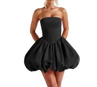 Robe De Soirée Femme Bustier sans Bretelles Mini Courte À Jupe Taille