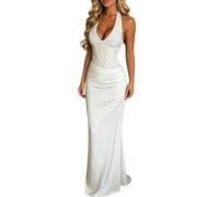 Robe De Soiree Femme Chic Et Glamour, Robe de soirée Glamour en Maille à Encolure ornée pour l'automne - Robe de fête à Sequins avec détails de Bretelles