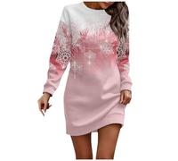 Robe De Soiree Femme Chic Et Glamour Robe Nouvel an Femme Robe Réveillon Noel Flocon Vintage Col Rond Tenue Hiver Habit Femme Mes Commandes 1#Rose L