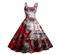 Robe De Soiree Femme,d'halloween sans Manches De Cocktail Chauve-Souris Imprimé Fantôme Mode Princesse Gothique pour Fête Vintage Épaules Dénudées Halloween Robes Femmes Cosplay victoriennes