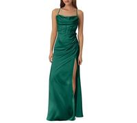 Robe De Soiree Femme Fente Longue Dos Nu Ceremonie Sexy sans Manches Couleur Pure Dress Chic Et éLeéGant Coupe AjustéE Classique Licou Dos Robes pour De FêTe Bal Mariage