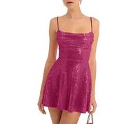 Robe De Soiree Femme Robe Charleston Mi Longue Dentelle Tenue Blazer Fashion Guinguette Fete Nouvel an Grande Taille Annee 80 Haut Longue Carnaval Costume 2#Rose Vif L