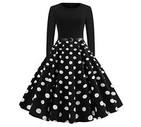 Robe de Soiree Femme,Robe de Cocktail Sexy à Une éPaule Et à La Taille Annee 20 Robe Audrey Hepburn Rockabilly Swing Robe Femme Chic Et Elegant Tailles Robes Rétro Année 50s Rockabilly Swing à Pois