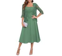 Robe de soirée formelle 2 pièces en mousseline de soie pour femme avec vestes, Eucalyptus, 60 Grande taille