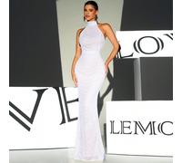 Robe de soirée formelle à col ras-du-cou et dos nu avec ourlet sirène. Élégante robe pour le bal de promo, le mariage, les événements. Pour la remise des diplômes, les dîners et soirées L,M,S,XL,XSUni