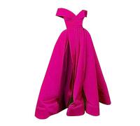 Robe de soirée formelle en tulle pour femme - Coupe basse - Col en V - Robe de soirée unie pour adolescentes, rose vif, S