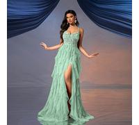 Robe de soirée formelle style féerique pour femmes, robe de soirée romantique pour mariages, événements, bals de charité, robe de bal en maille pailletée dos nu de couleur unie L,M,S,XL,XS,XXLBlocs de