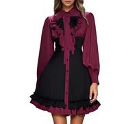 Robe de soirée gothique avec nœud surdimensionné, costume gothique élégant pour femme, avec col montant, robe de vampire mystique pour fête d'Halloween et événements effrayants