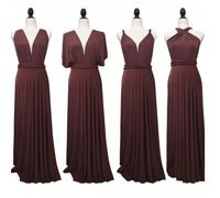 Robe de soirée longue convertible avec détails de nœud et un design ample et fluide, peut être stylisée de différentes manières, convient aux tailles 34-42, idéale pour les demoiselles d'honneur, les