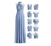 Robe de soirée longue convertible avec détails de nœud et un design ample et fluide, peut être stylisée de différentes manières, convient aux tailles 34-42, idéale pour les demoiselles d'honneur, les 