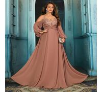 Robe de soirée longue élégante et magnifique avec paillettes, pour grande taille. Robe de bal pour soirée d'été, anniversaire, gala de charité. Robe bustier monochromatique à manches longues, modèle b