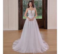 Robe de soirée longue élégante, robe de mariée à manches longues, col rond, tissu en maille, robe de mariée romantique avec fermeture éclair printemps automne US10,US6,US8,US2,US4,US12,US16,US14Unicol