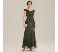 Robe de soirée longue formelle pour femmes, été et début d'automne, robe de soirée élégante vintage pour fête et mariage d'automne L,M,S,XL,XS,XXLUnicoloreSequins