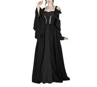 Robe De Soirée Longue Pour Mariage Robes De Mariage Robe Renaissance Femme Robe Steampunk Femme Robe Medievale Fille Halloween Femme Grande Taille Deguisement Femme Adulte Cos(Black,Small/Medium)