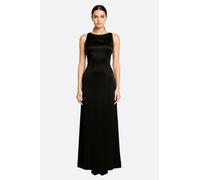 Robe de soirée longue satinée noire à encolure Américaine - M