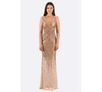Robe de soirée longue sirène à sequins cuivrés - S