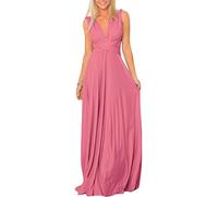Robe de Soirée Mariage Longue au Sol pour Femmes Portefeuille Multi-Usure Convertible Dos Nu Solide Rose 2 XS