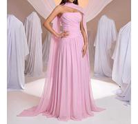 Robe de soirée minimaliste élégante en mousseline de perles avec artisanat, design plissé 3D, jupe sans bretelles à baleines, jupe évasée en A avec éléments flottants luxueux, robe d'affaires, robe d'