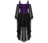 Robe de soirée noire haute basse avec épaules dénudées et manches en | Un corsage à épaules dénudées mène à des manches longues transparentes et une jupe superposée avec un ourlet asymétrique haut