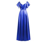 Robe de soirée pour Femme, Robe de Demoiselle d'honneur à Volants et Manches Longues en Satin avec nœud