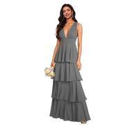 Robe de soirée pour Femme, Robe de Demoiselle d'honneur en Mousseline à Plusieurs Niveaux, Robe de soirée Longue trapèze pour Femme