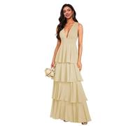 Robe de soirée pour Femme, Robe de Demoiselle d'honneur en Mousseline à Plusieurs Niveaux, Robe de soirée Longue trapèze pour Femme
