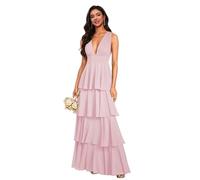 Robe de soirée pour Femme, Robe de Demoiselle d'honneur en Mousseline à Plusieurs Niveaux, Robe de soirée Longue trapèze pour Femme
