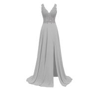 Robe de soirée pour Femme, Robe de Demoiselle d'honneur Longue en Mousseline Fendue, Robe de soirée VA-Line pour Mariage