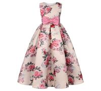 Robe de Soiree Princesse Bowknot sans Manches Robes Enfant Filles été Fleur Imprimé Princesse Col Rond pour Anniversaire Formel fête Mariage Baptême Demoiselle d'honneur Communion Robe 2025