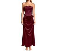 Robe De Soirée, Robe Bustier élégante Moulante de soirée, Robe Longue Bustier sans Bretelles avec détails froncés
