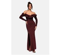 Robe de Soirée Rosalie Manches Longues - Ombre - Pour Femme - Bordeaux S