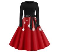 Robe de Soiree Rouge Paillette, L'an Manche Mère Adulte Jupe Femme, Robe Noel, Réveillon Pul Nouvel Deguisement Robes Ronde Vêtements Soirée Nuisette Tenue de Soirée Femme, XL