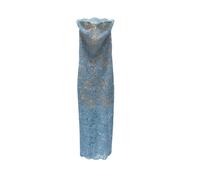 Robe de soirée sans bretelles en dentelle pour femme Coupe ajustée Banquet Événement formel, bleu, XL