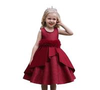 Robe de soirée satinée élégante pour Fillette à Manches et Jupe aérienne Parfaite pour Toutes Occasions festives et cérémonies (Brick Red, 4-5 Years)