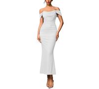 Robe De SoiréE SirèNe Femme Robe Moulante Longue - VêTements De SoiréE Grande Taille éLéGante en Maille ArêTe De Poisson avec Volants Et Dos AjustéE pour Occasions SpéCiales