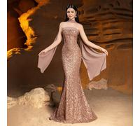 Robe de soirée sirène pailletée Alisa&Leo - Encolure en cœur sans bretelles, ourlet queue de poisson fendu haut - Convient pour le bal de promo, l'anniversaire, le mariage et les événements formels 14