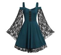 Robe de Sorciere Femme Sexy Hallowen Moyen Age Demon Citrouille Grande Gothique Elegante Malefique Robe Halloween Femme Déguisement Dame Blanche Chic Costume Serpentard 4XL