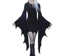 Robe de Sorcière pour Femme Robe de Chauve-Souris Noire Ange déchu | - Vampire - Sorcière - Costume effrayant Médiéval - Costume de Cosplay Carnaval, Halloween