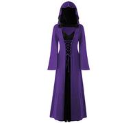Robe de sorcière vintage pour Halloween, robe à capuche, costume d'Halloween pour femme, costume médiéval de la Renaissance, corset pour femme, robes vintage victoriennes de la Renaissance pour