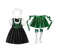 Robe de soubrette allemande bavaroise à manches courtes | Robe de bière 4 pièces pour Halloween, Pâques, bal masqué, fête de Noël, mariage