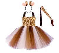 Robe de spectacle pour fille avec motif animalier léopard vache et tutu costume pour enfants de un à dix ans (Brown, 1-2 Years)