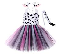 Robe de spectacle pour fille avec motif animalier léopard vache et tutu costume pour enfants de un à dix ans (1-2 Years)