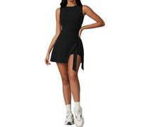 Robe de Tennis à col Haut pour Femme, Robe de Golf avec Short, sans Manches, Fente latérale, Robe de Sport, Barboteuse d'entraînement(Blue,L)