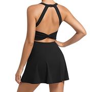 Robe de Tennis d'entraînement pour Femme avec Short et Soutien-Gorge intégrés - Vêtements de Sport pour Le Golf, Noir, Taille XL
