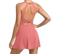 Robe de Tennis d'entraînement pour Femme avec Short et Soutien-Gorge intégrés - Vêtements de Sport pour Le Golf, Rose, Taille XL